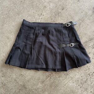 Brandy Melville Dark Navy Pleated Mini Skirt with Buckle Detail